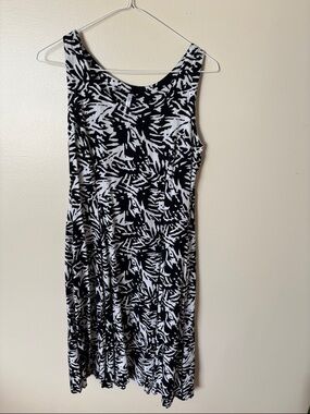 Blue Sky Black & White Abstract Midi Dress